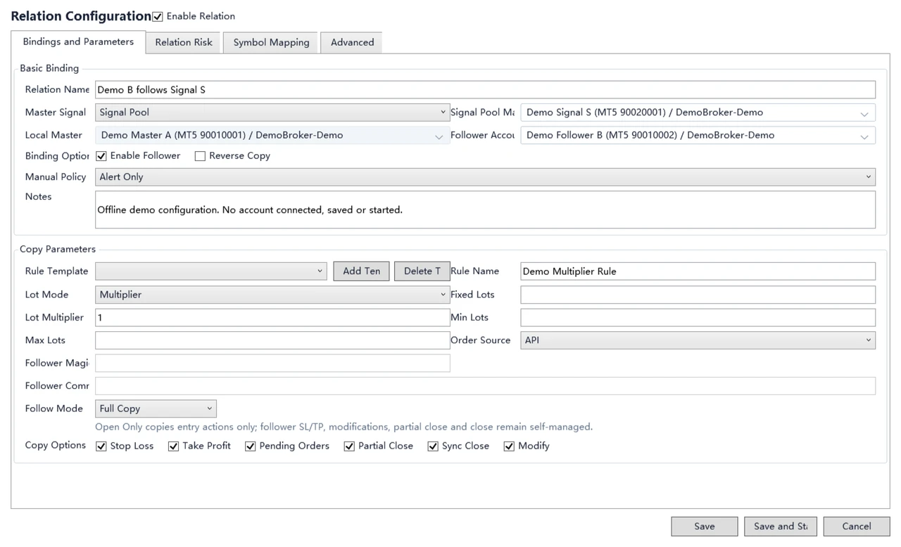 Pool relation: choose a signal and bind your account
